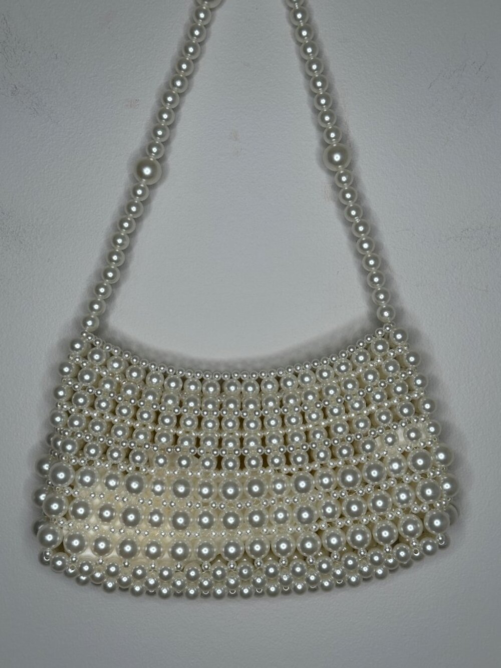 Women's Pearl Beaded Shoulder Bag White - Picture 3 of 5